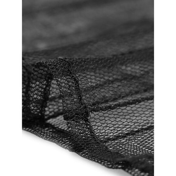 Plus Size Shirt Mesh Sheer Long Sleeve Button Down See Through Tops Black - Picture 5 of 6